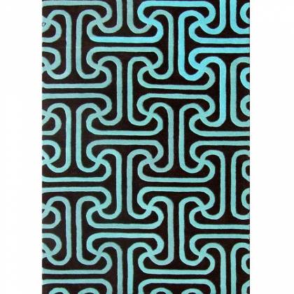 Flat Weave Wool Rug – Maze-Aqua Design in Bold Blue and Black Manufacturers, Suppliers, Exporters in Noida