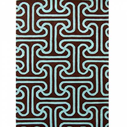 Hand-Tufted Black and Sky Blue Wool Rug – Loop Texture (Design Code 052) Manufacturers, Suppliers, Exporters in Noida