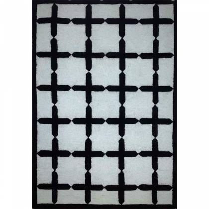 Hand-Tufted Blue and Black Wool Rug with Loop and Cut Pattern (Design Code HT-020) Manufacturers, Suppliers, Exporters in Birmingham