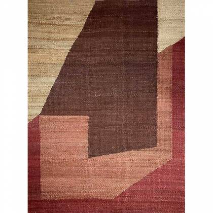 Hand Woven Grey Brown Red Wool Rug Flat Weave Construction (Design NL-014) Manufacturers, Suppliers, Exporters in Noida