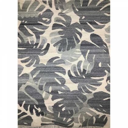 Hand Woven Wool Rug Floral Pattern Flat Weave Grey Color (Design FL-014) Manufacturers, Suppliers, Exporters in London