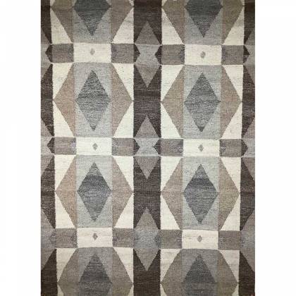 Hand Woven Wool Rug Geometric Pattern Flat Weave Brown Color (Design FL-004) Manufacturers, Suppliers, Exporters in London