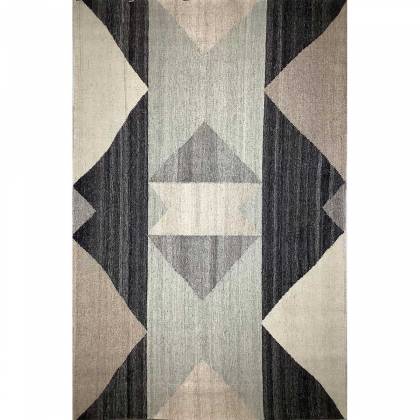 Hand Woven Wool Rug Geometric Pattern Flat Weave Grey Black Color (Design FL-001) Manufacturers, Suppliers, Exporters in London