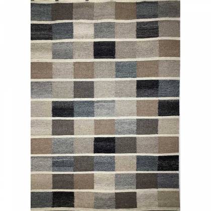 Hand Woven Wool Rug Geometric Pattern Flat Weave Grey Black Color (Design FL-010) Manufacturers, Suppliers, Exporters in London