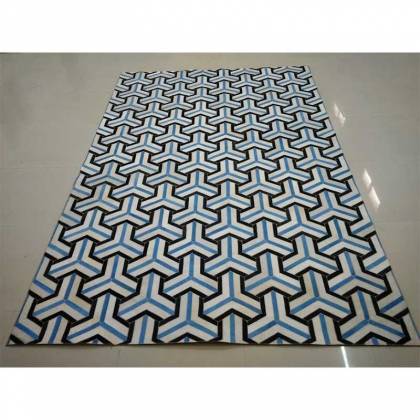 Handwoven Arrow-Ivory Leather Rug – Blue, White & Brown Flat Weave Manufacturers, Suppliers, Exporters in Birmingham