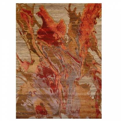 Premium Burnt Orange Wool Rug – Hand-Knotted Persian Design (Design Code QN-11) Manufacturers, Suppliers, Exporters in Noida