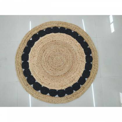 Premium Hand Woven Jute Rug Natural Black Color Braided Pattern Timeless and Durable (Design NL-027) Manufacturers, Suppliers, Exporters in Birmingham