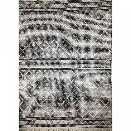 Premium Hand Woven Wool Rug Black Ivory Color Loop Pattern Flat Weave Timeless and Durable (Design OD-008) Manufacturers, Suppliers, Exporters in Birmingham