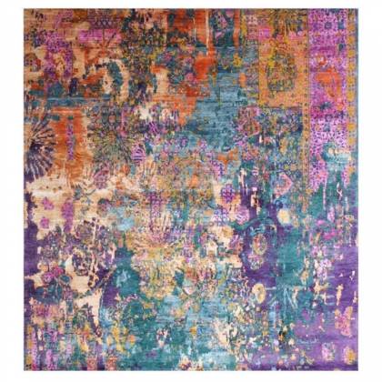 Rustic Multicolor Wool Rug – Hand-Knotted Persian Pattern (Design Code QN-50) Manufacturers, Suppliers, Exporters in Noida